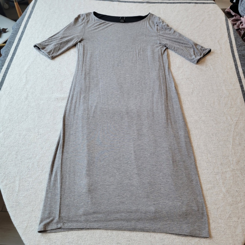 Prana Reversible Midi Dress XL Grey Black Tencel Modal Elbow Sleeve Boat Neck